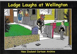 Book cover: Lodge Laughs at Wellington – celebrating the life and cartoons of Nevile Lodge