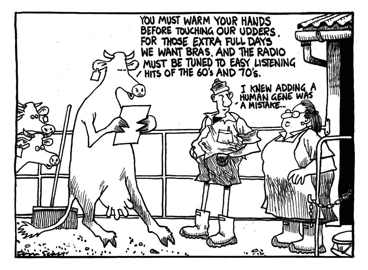 Cartoon: I knew adding a human gene was a mistake.